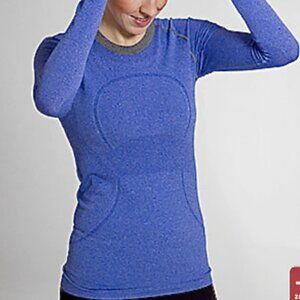Lululemon Womens Run Swiftly Tech Blue Gray Long Sleeve Shirt - Size 4